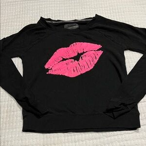 Victoria's Secret Black Sweatshirt with Pink Lips